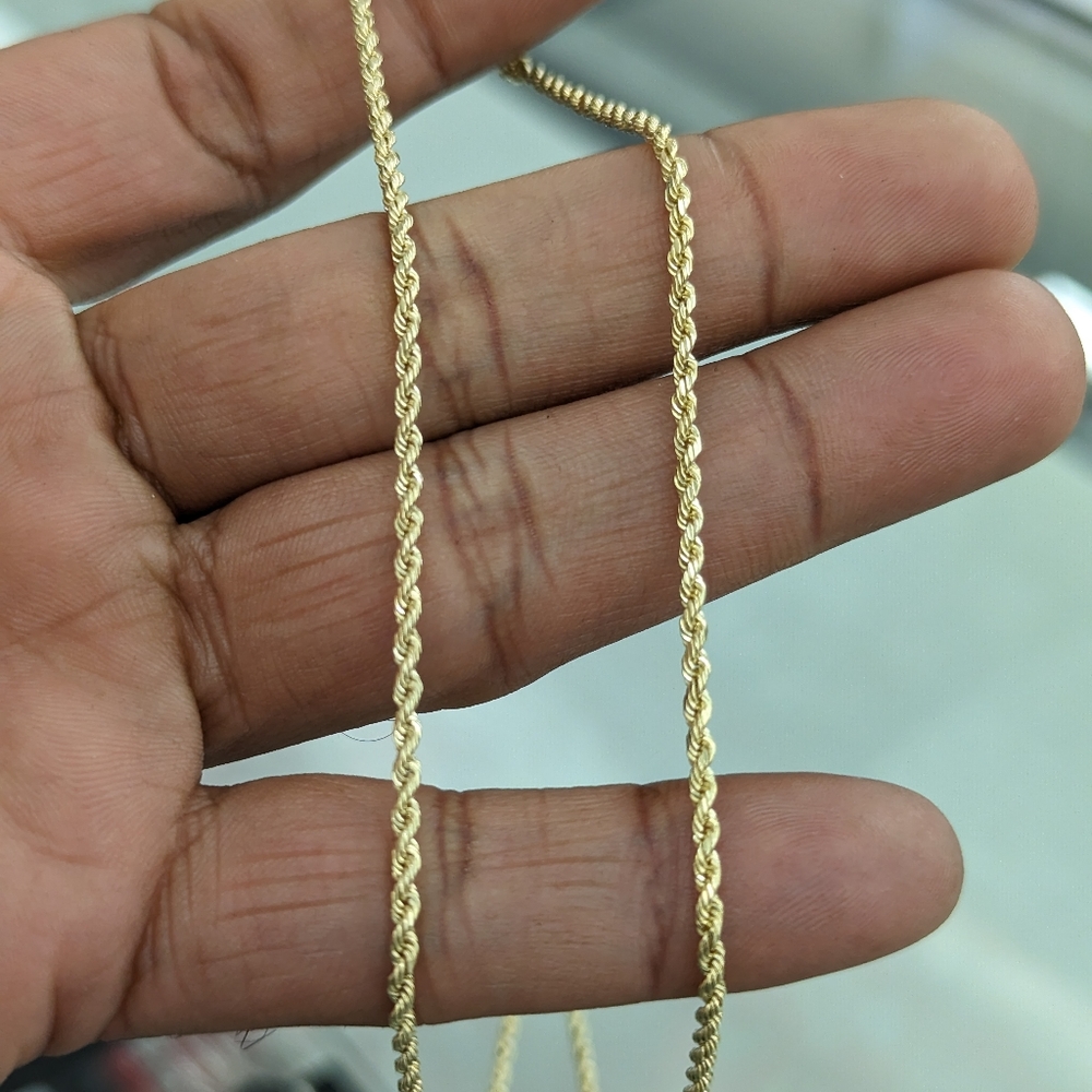 10kt Real Gold Rope Chain 2mm 22 Inch - Picture 8 of 8